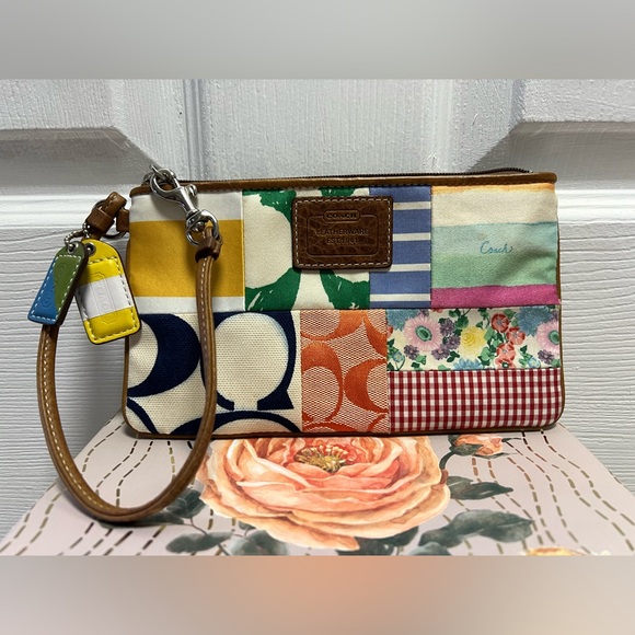 Coach Handbags - Coach Colorful Patchwork Wristlet EUC